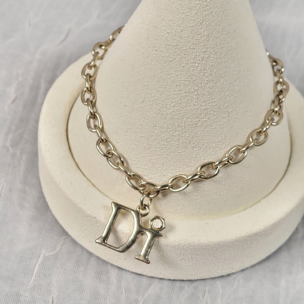 Diamond International DI Logo Charm Bracelet Gold Tone Jewelry